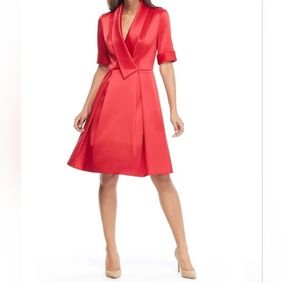 NWT Gal Meets Glam Collection Ruby Red Satin Christmas Holiday Dress 6 Petite - Picture 4 of 9
